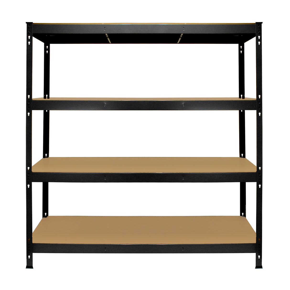 Scaffale da garage ad incastro Q-Rax, nero, con ripiani beige, struttura robusta e design pratico per ottimizzare lo spazio