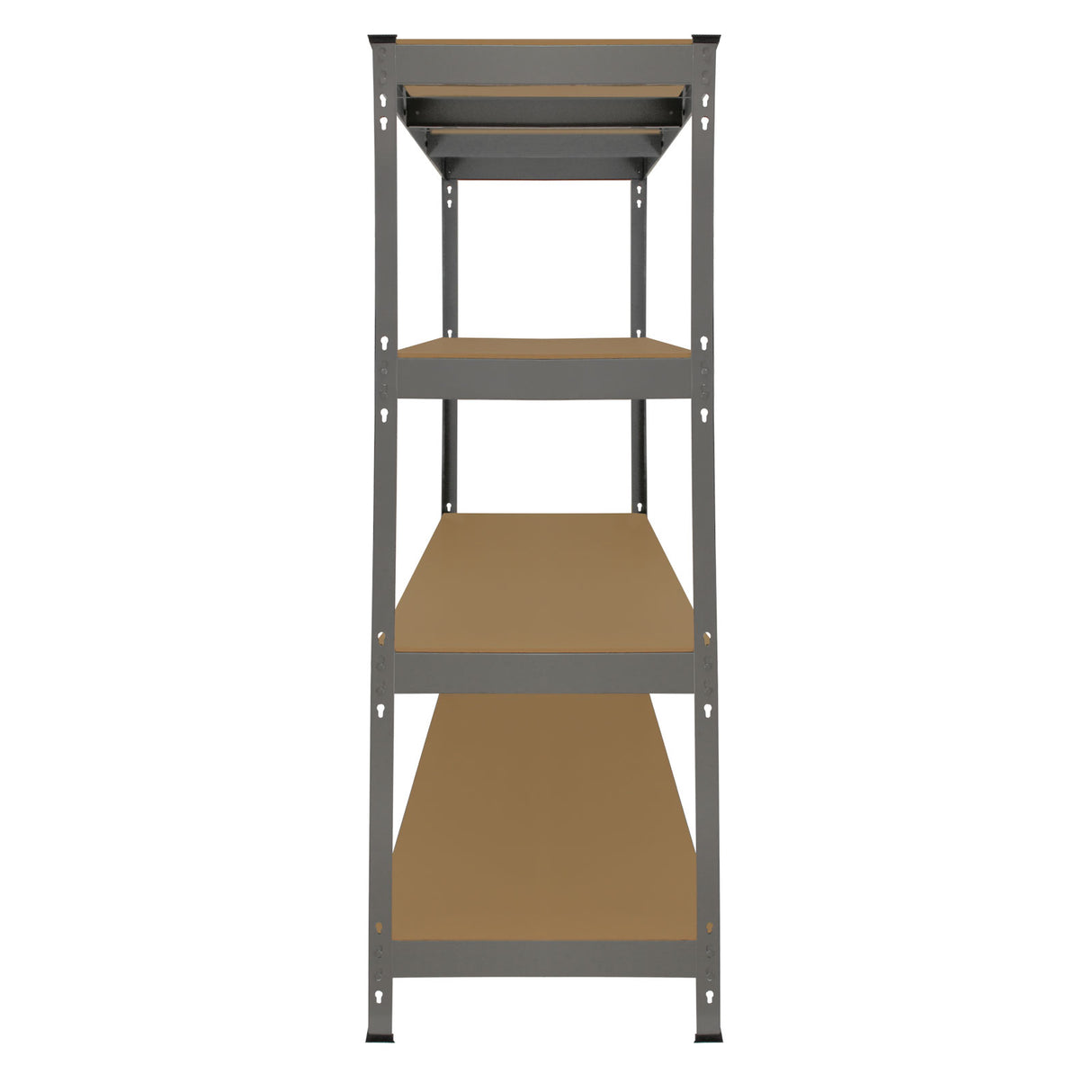 Scaffale da garage grigio Q-Rax con quattro ripiani in legno, struttura robusta in metallo, altezza 160 cm e larghezza 60 cm