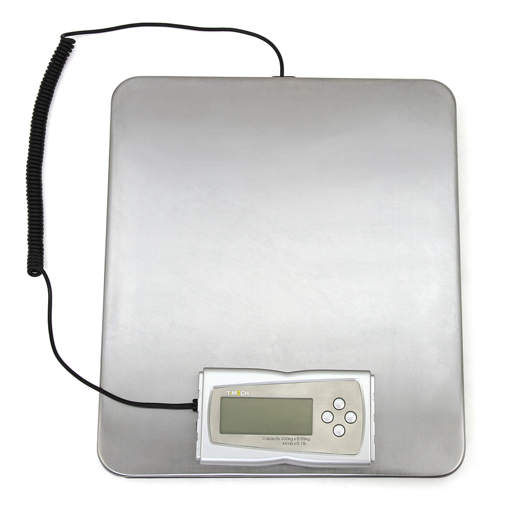 Bilancia postale elettrica in acciaio inox, piattaforma quadrata, display digitale con cavo, capacità fino a 200 kg