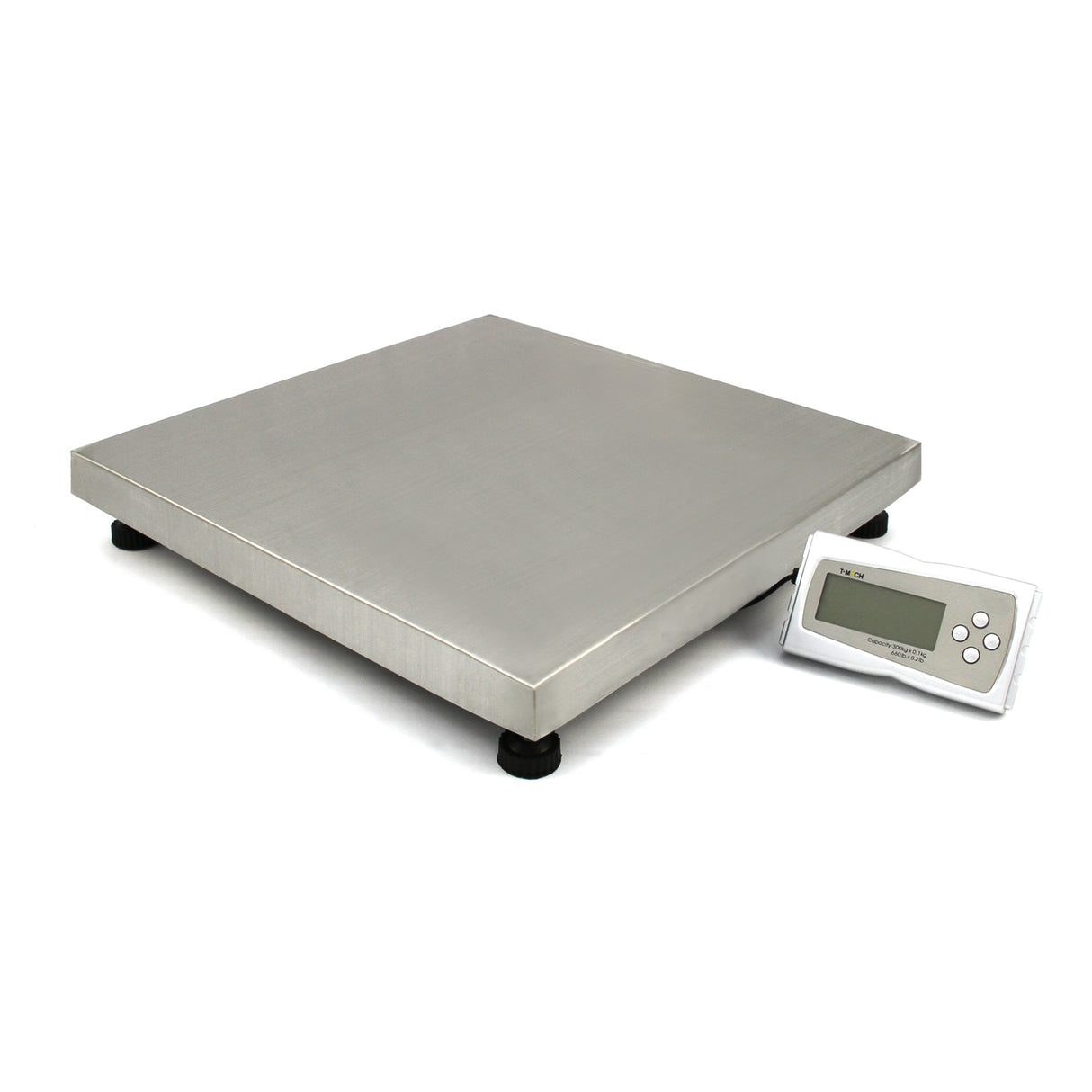 Bilancia veterinaria quadrata 50 x 50 cm in acciaio inox lucido, con display digitale e piedi antiscivolo per stabilità
