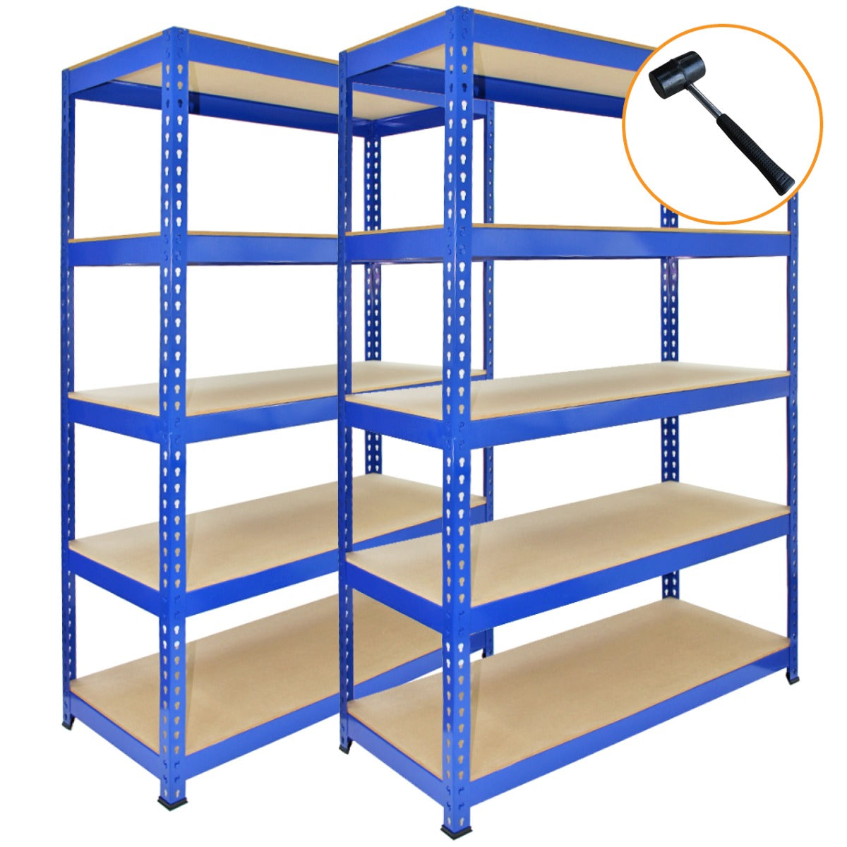 Scaffale da garage blu in metallo, con ripiani in MDF, struttura robusta e design modulare, ideale per organizzare spazi di lavoro
