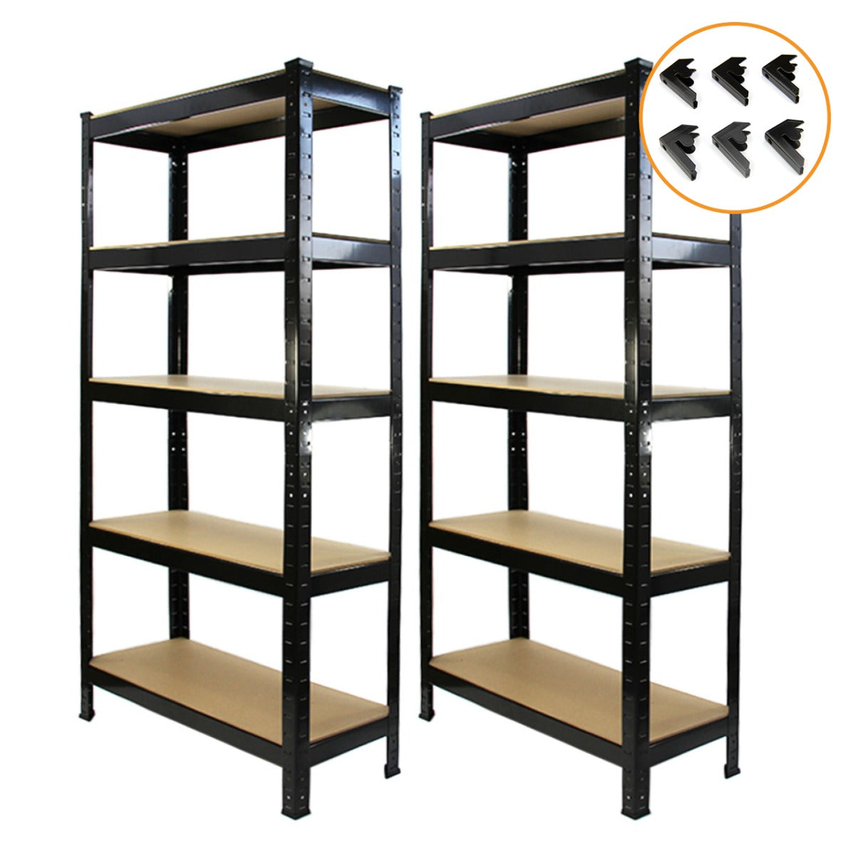 Scaffale da garage ad incastro T-Rax nero, 75cm x 30cm, con ripiani in legno e connettori gratuiti, design robusto e funzionale