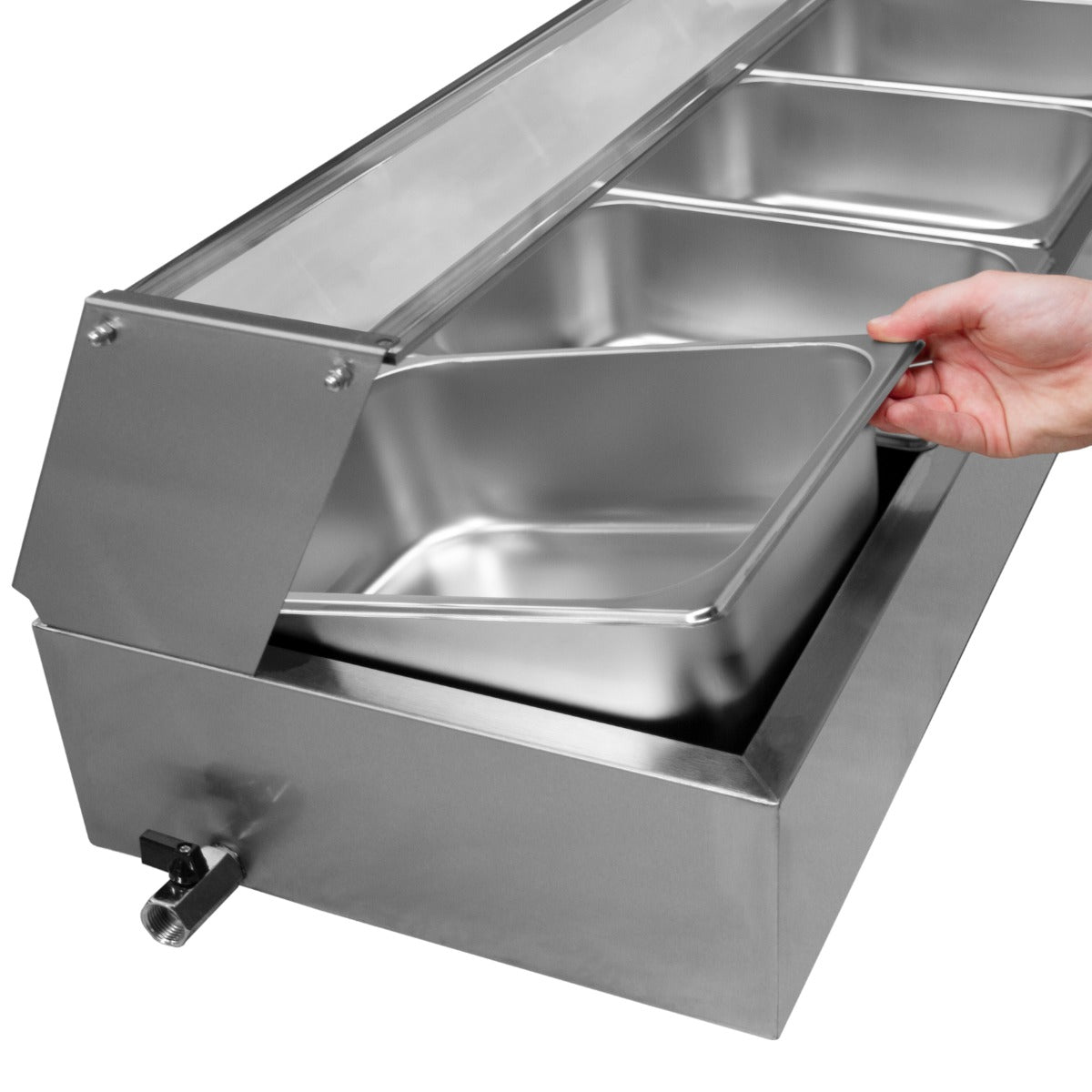 Espositore a Bagnomaria in Acciaio Inox con 5 Vaschette - KuKoo