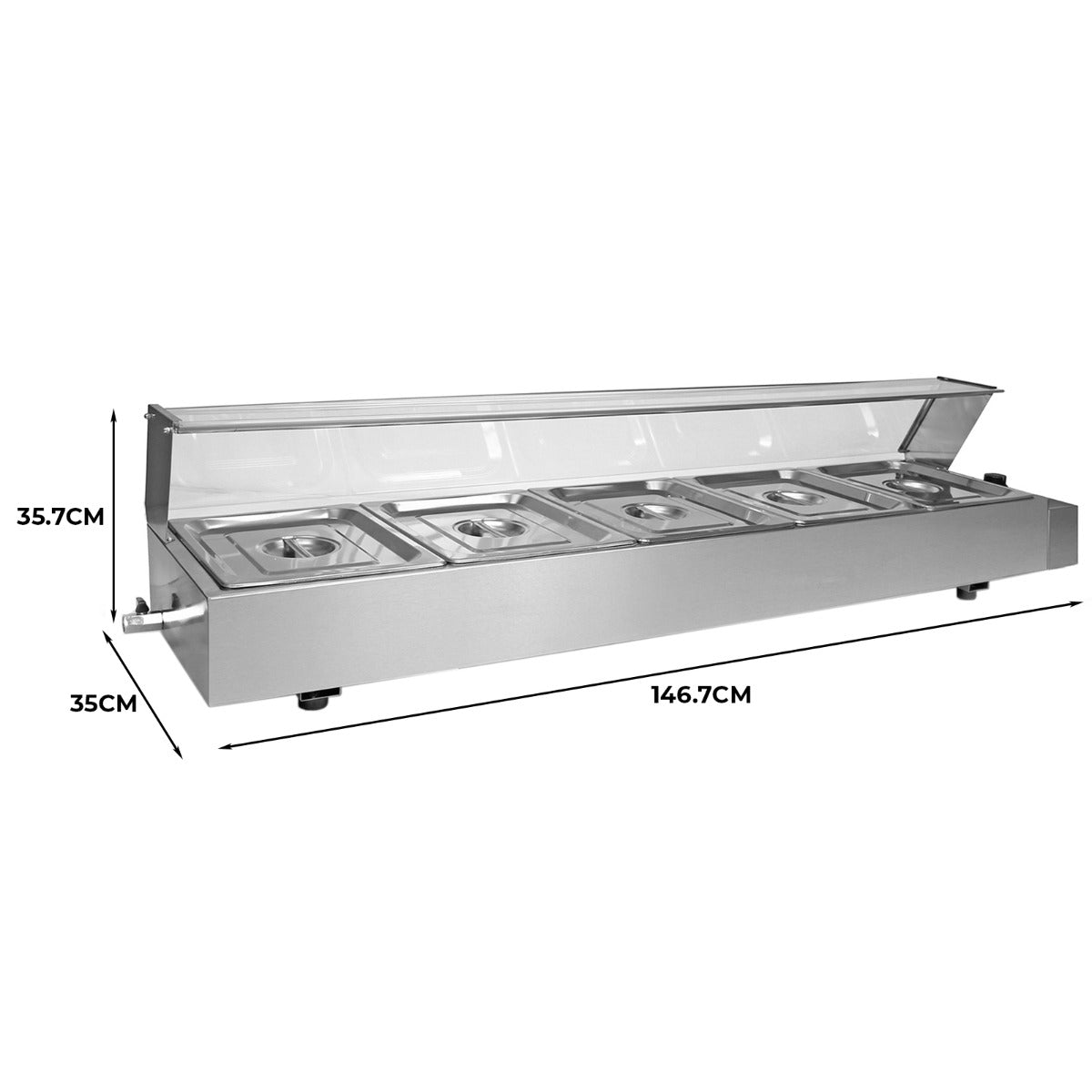 Espositore a Bagnomaria in Acciaio Inox con 5 Vaschette - KuKoo