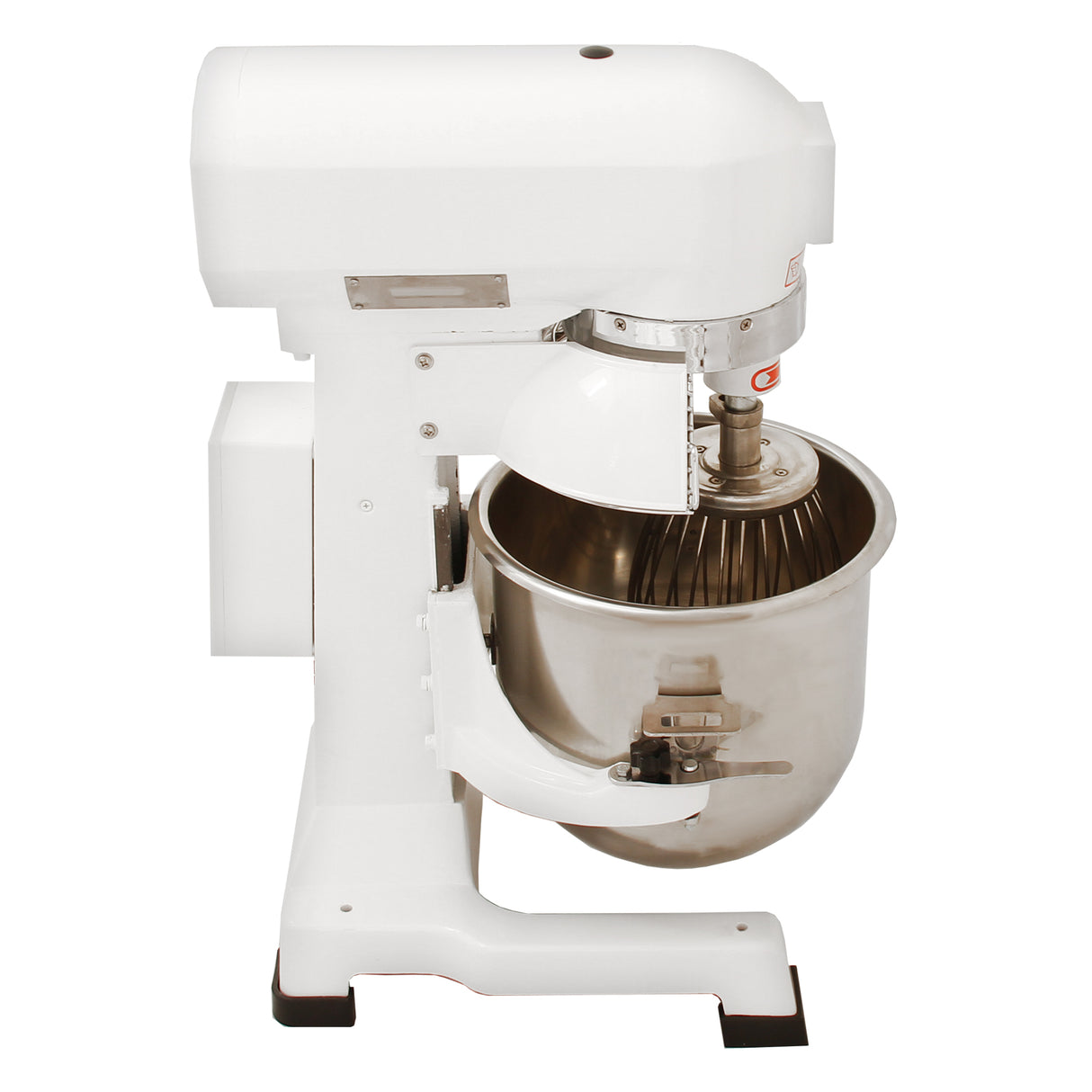 Robot multifunzione bianco da 15 litri con ciotola in acciaio inox, uncino a spirale, frusta e sbattitore per impasti versatili