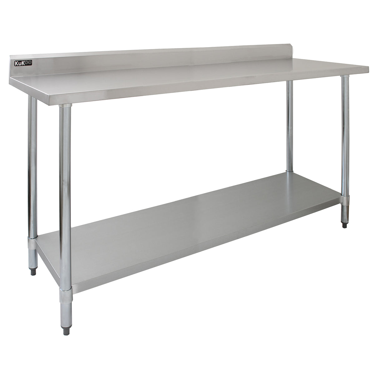 Tavolo da cucina in acciaio inox, dimensioni 180x60x90cm, superficie liscia e resistente, con ripiano inferiore per riporre utensili