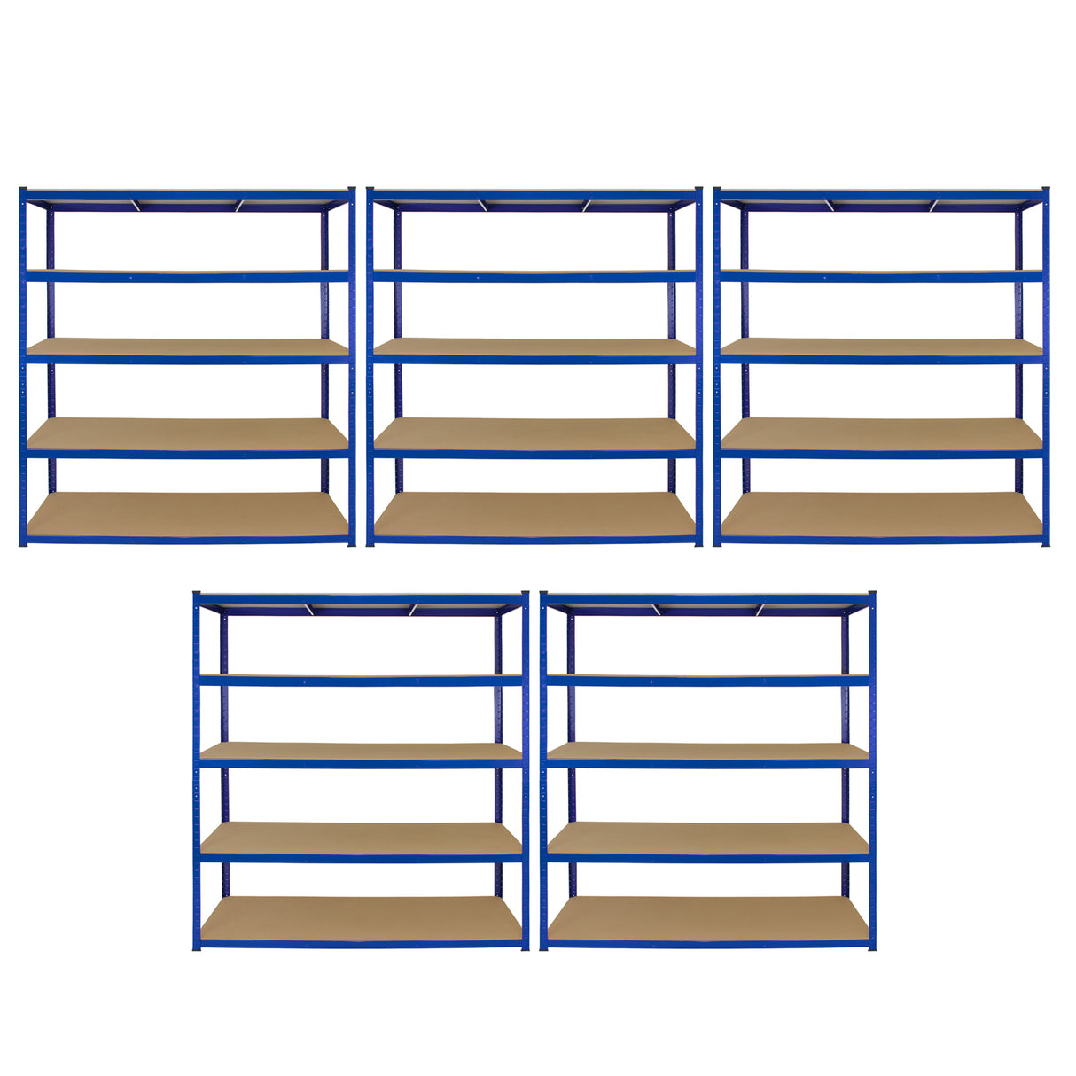 5 Scaffali T-Rax in Acciaio Senza Bulloni Blu 160cm
