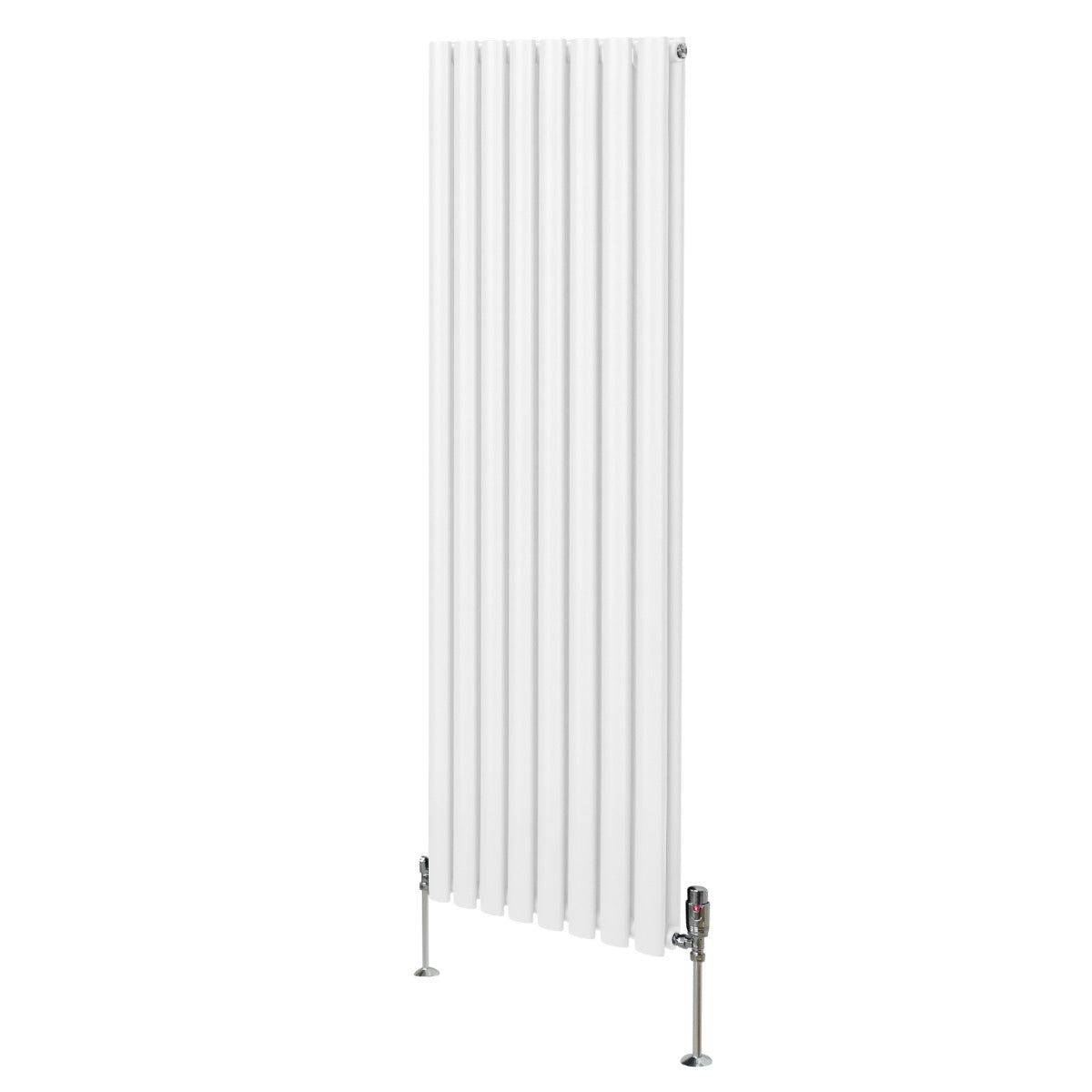 Radiatore a colonna ovale e valvole cromate TRV - 1600mm x 480mm - Bianco