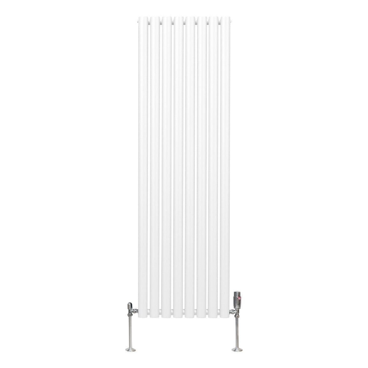 Radiatore a colonna ovale e valvole cromate TRV - 1600mm x 480mm - Bianco