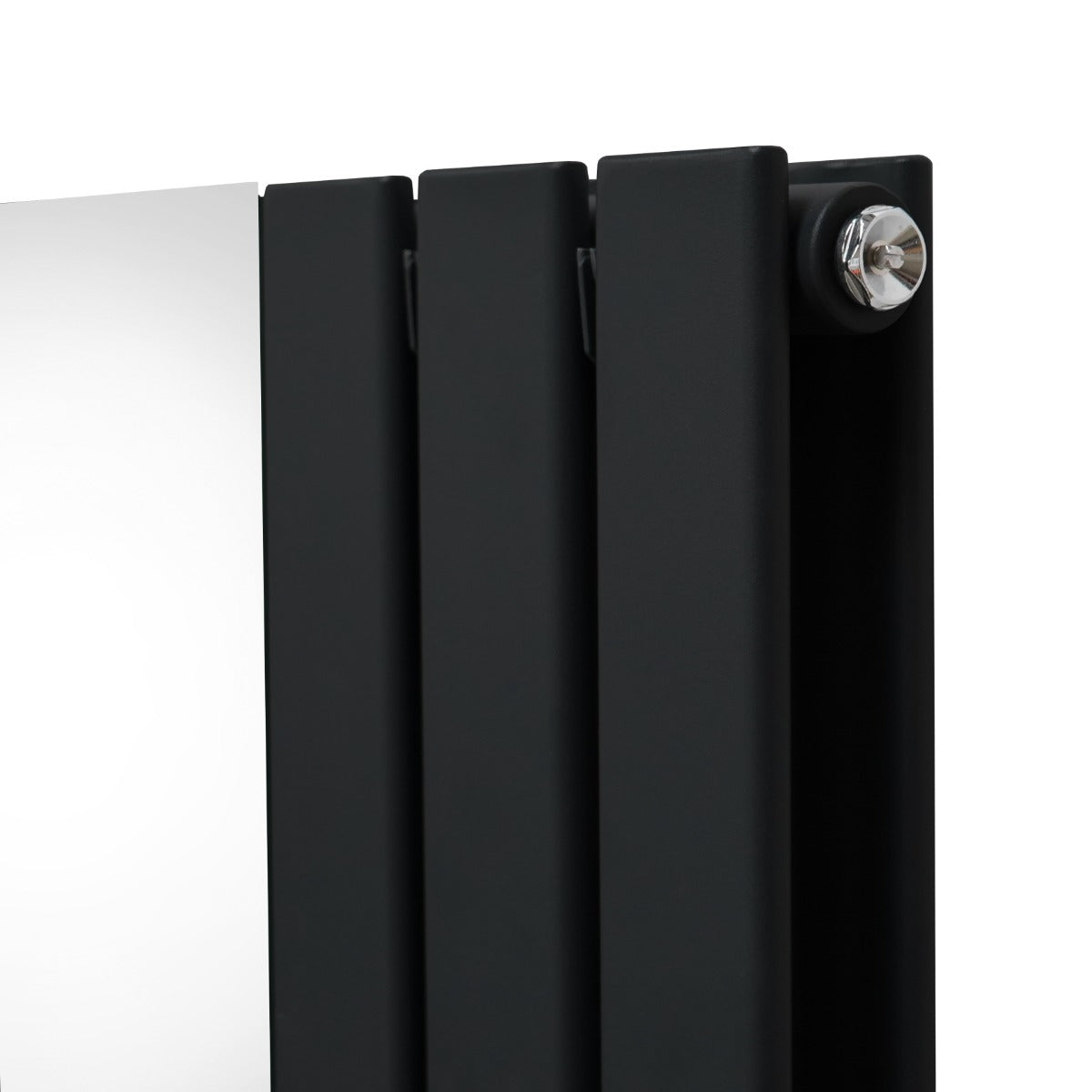 Radiatore a Specchio e Valvole Cromate  - 1800 mm x 425 mm – Nero