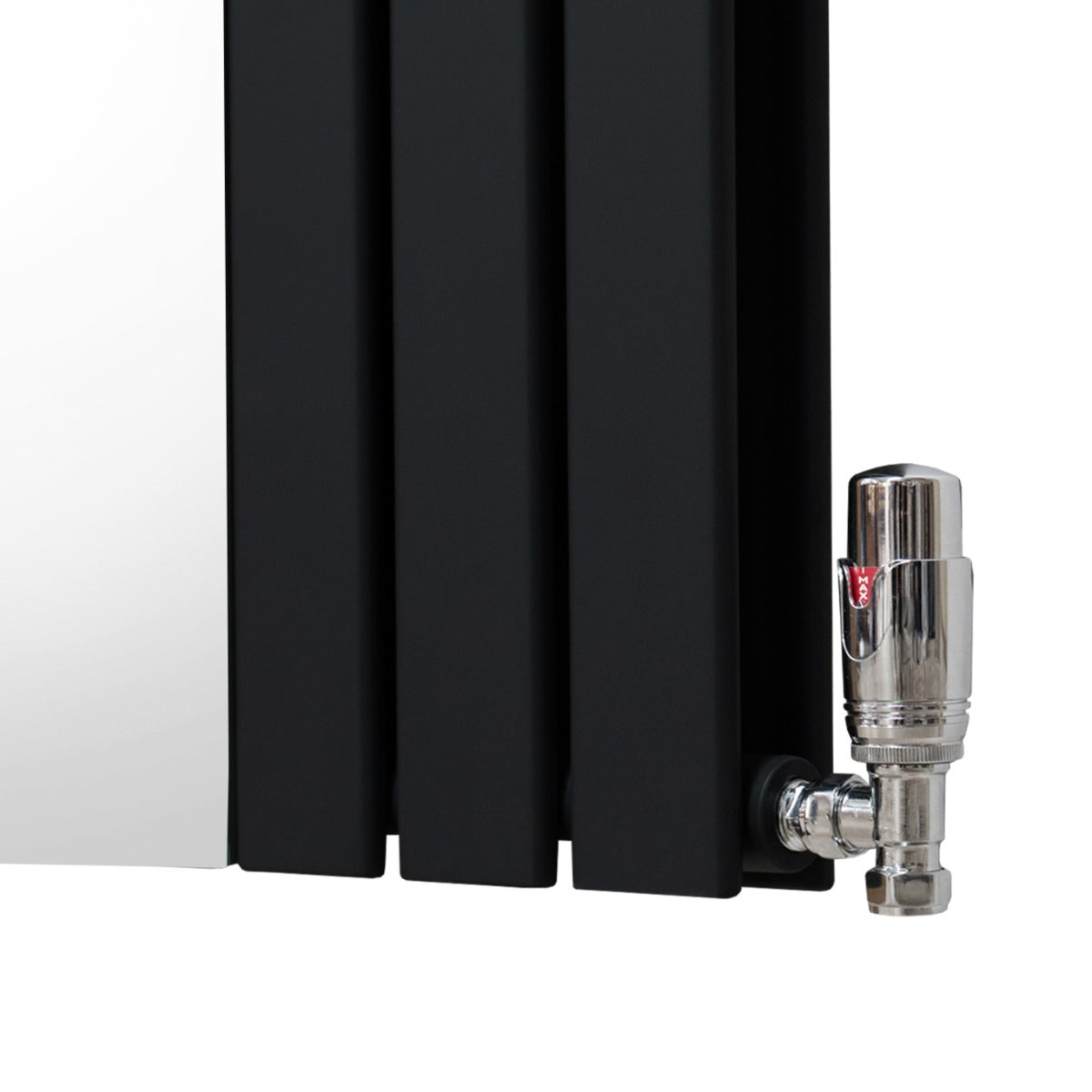 Radiatore a Specchio e Valvole Cromate  - 1800 mm x 425 mm – Nero