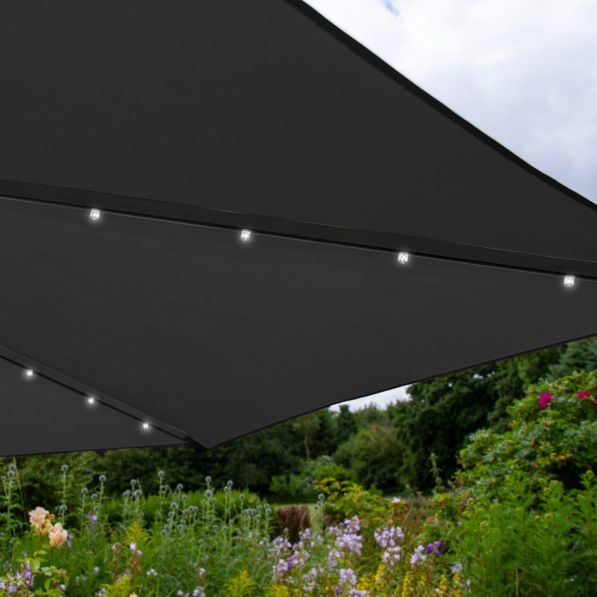 Ombrellone da Giardino Decentrato 3m con LED - Base Tonda - Grigio
