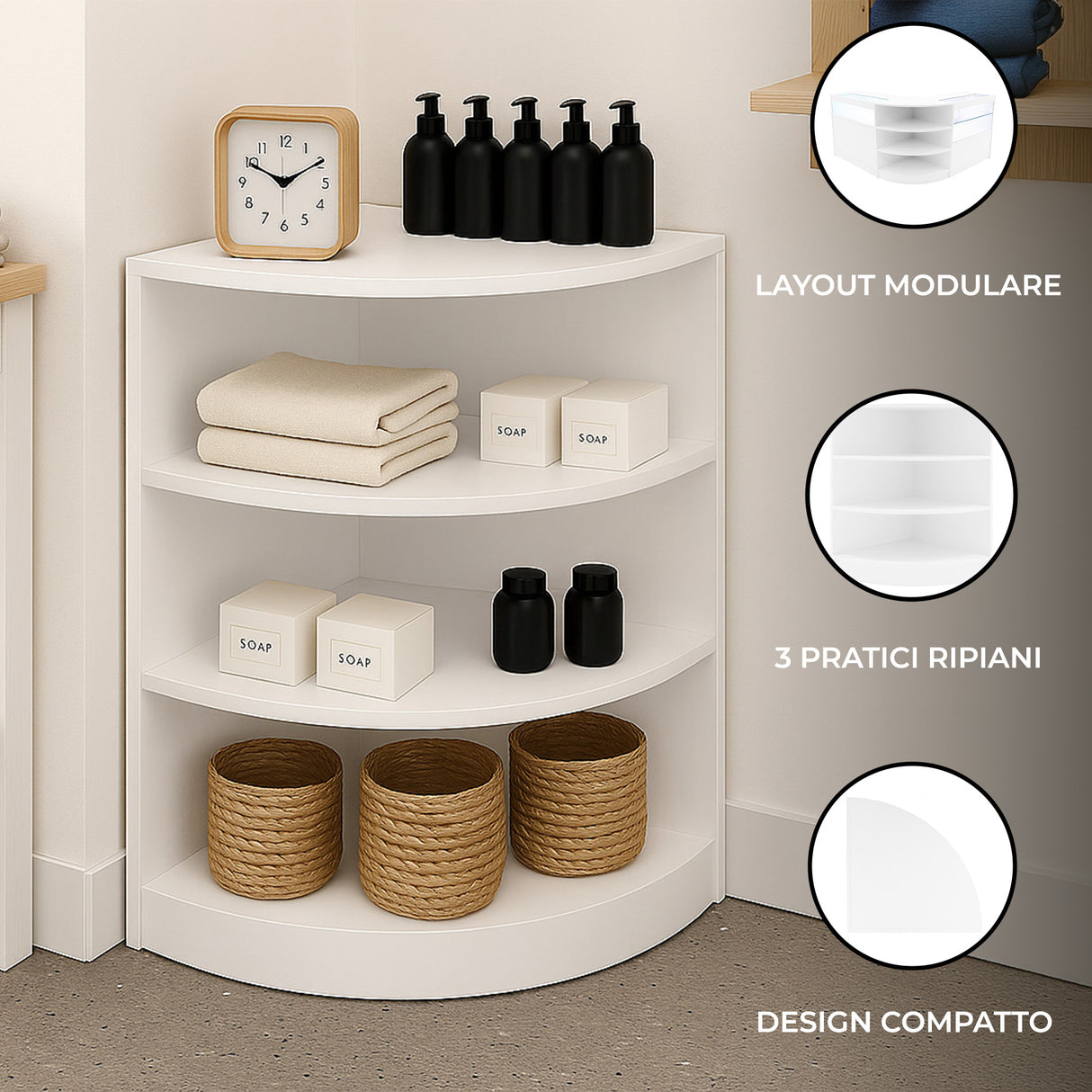 Bancone Angolare da Negozio LM60 – Bianco