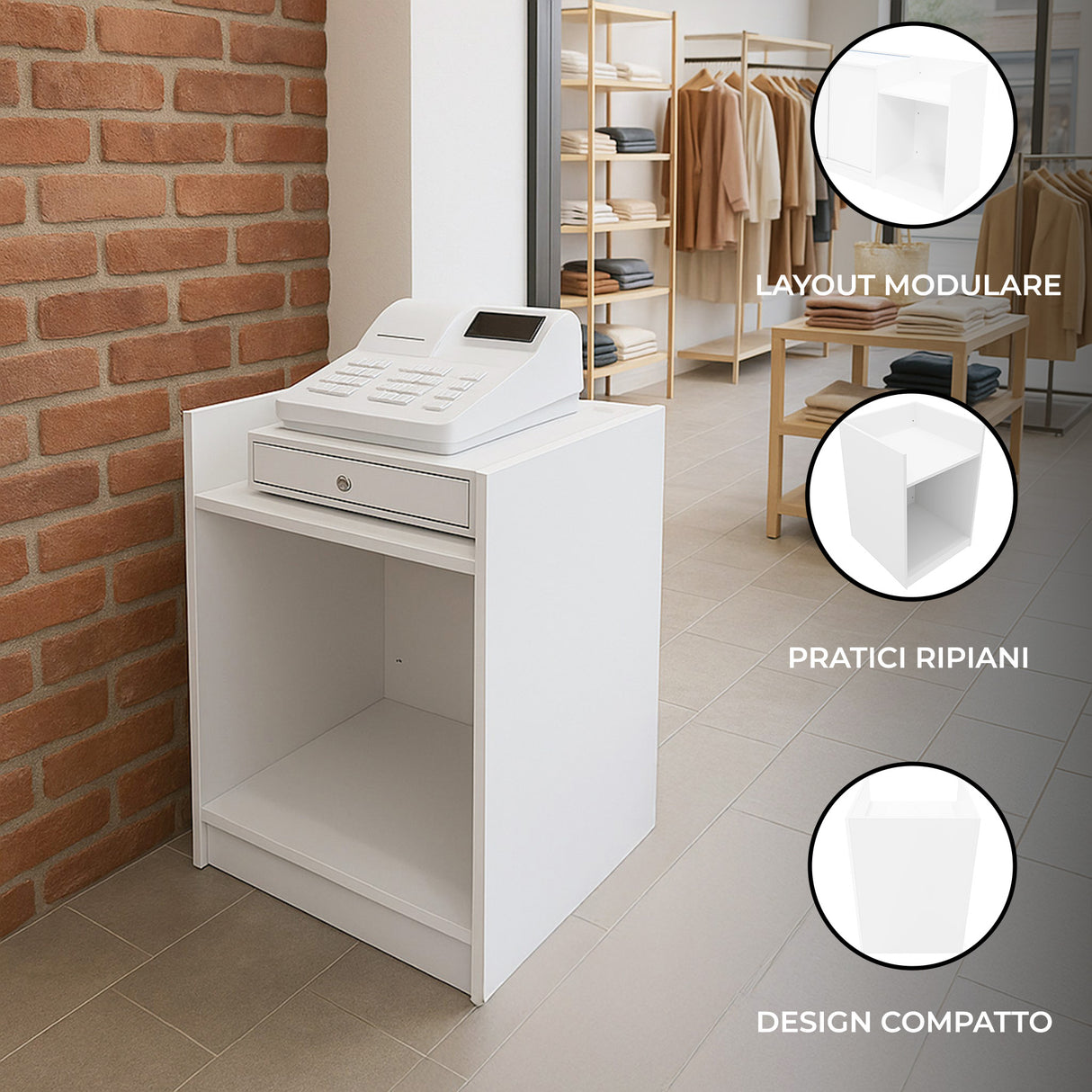 Bancone Cassa da Negozio TB60 – Bianco