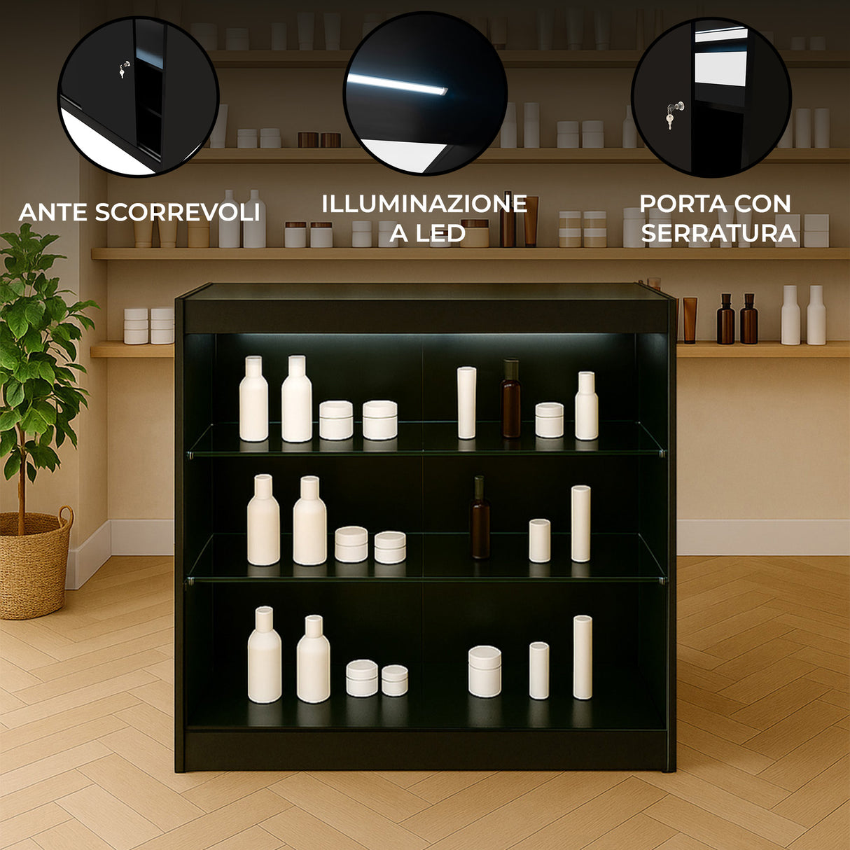 Bancone da Negozio LED K900 – Nero
