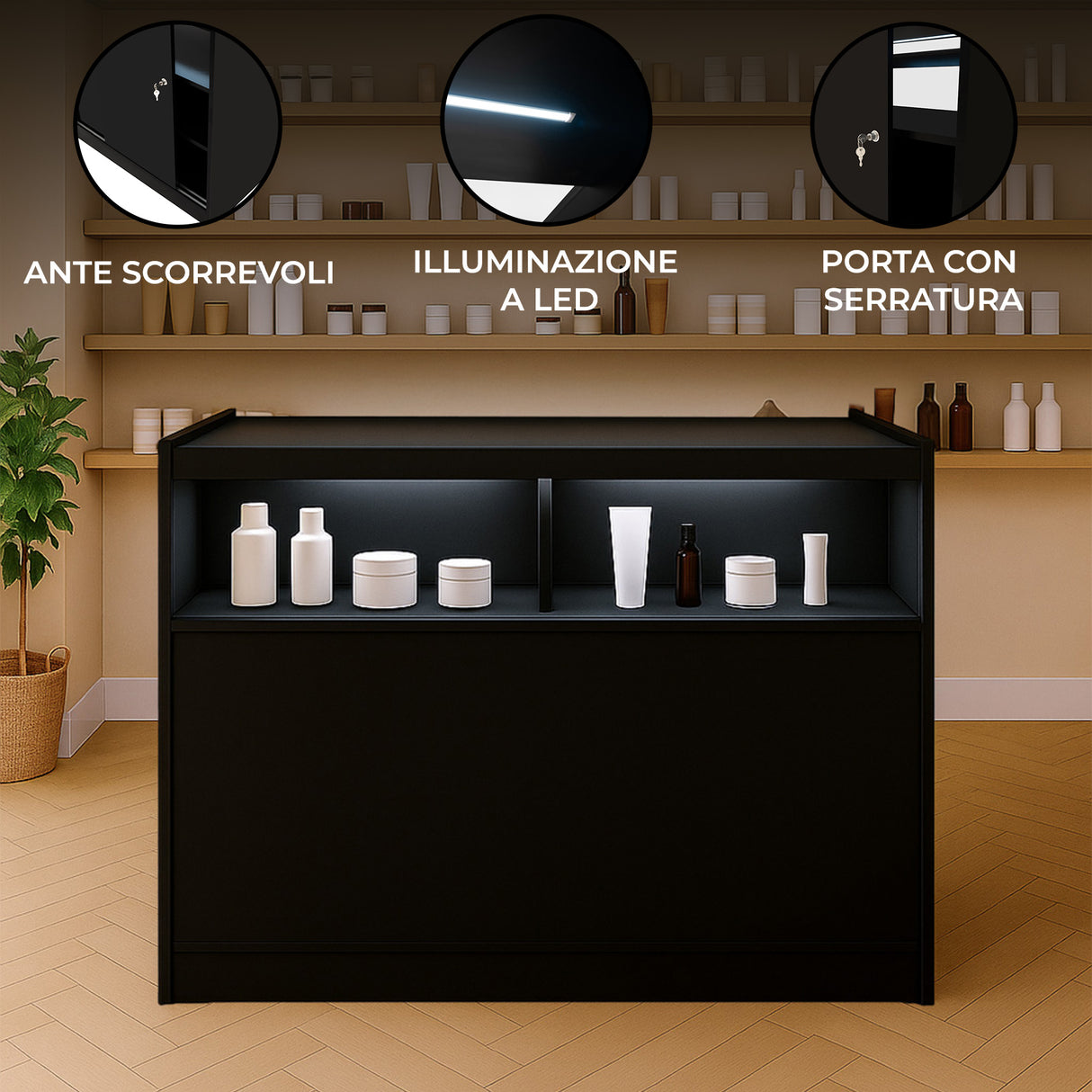 Bancone da Negozio LED B1200 – Nero