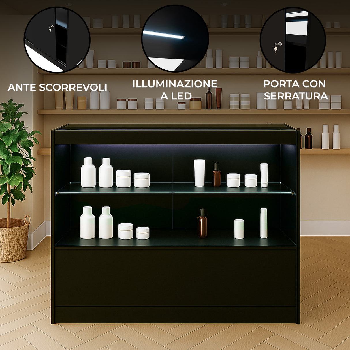 Bancone da Negozio LED C1200 – Nero