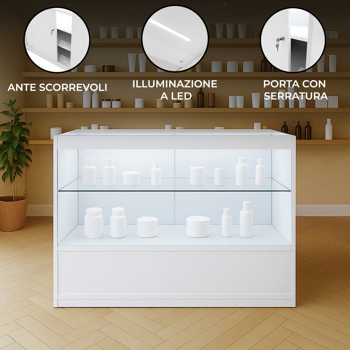 Bancone da Negozio LED C1200 – Bianco