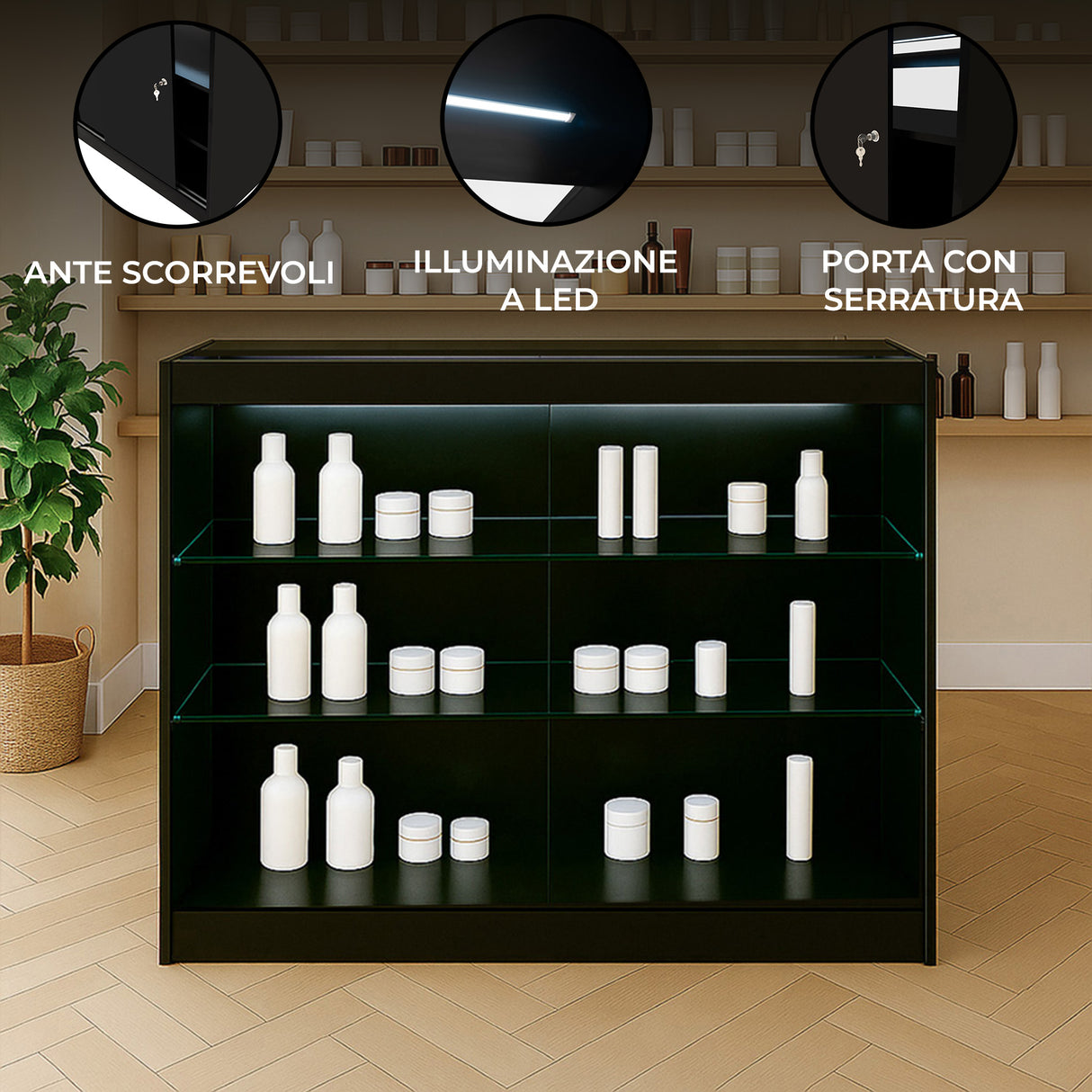 Bancone da Negozio LED K1200 – Nero