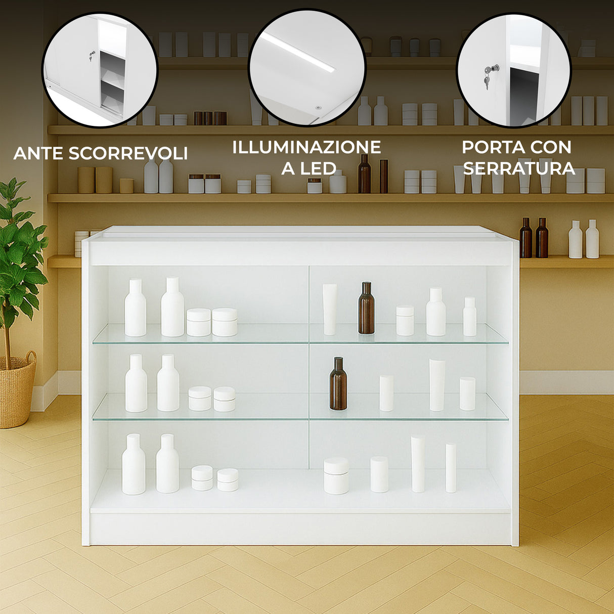 Bancone da Negozio LED K1200 – Bianco