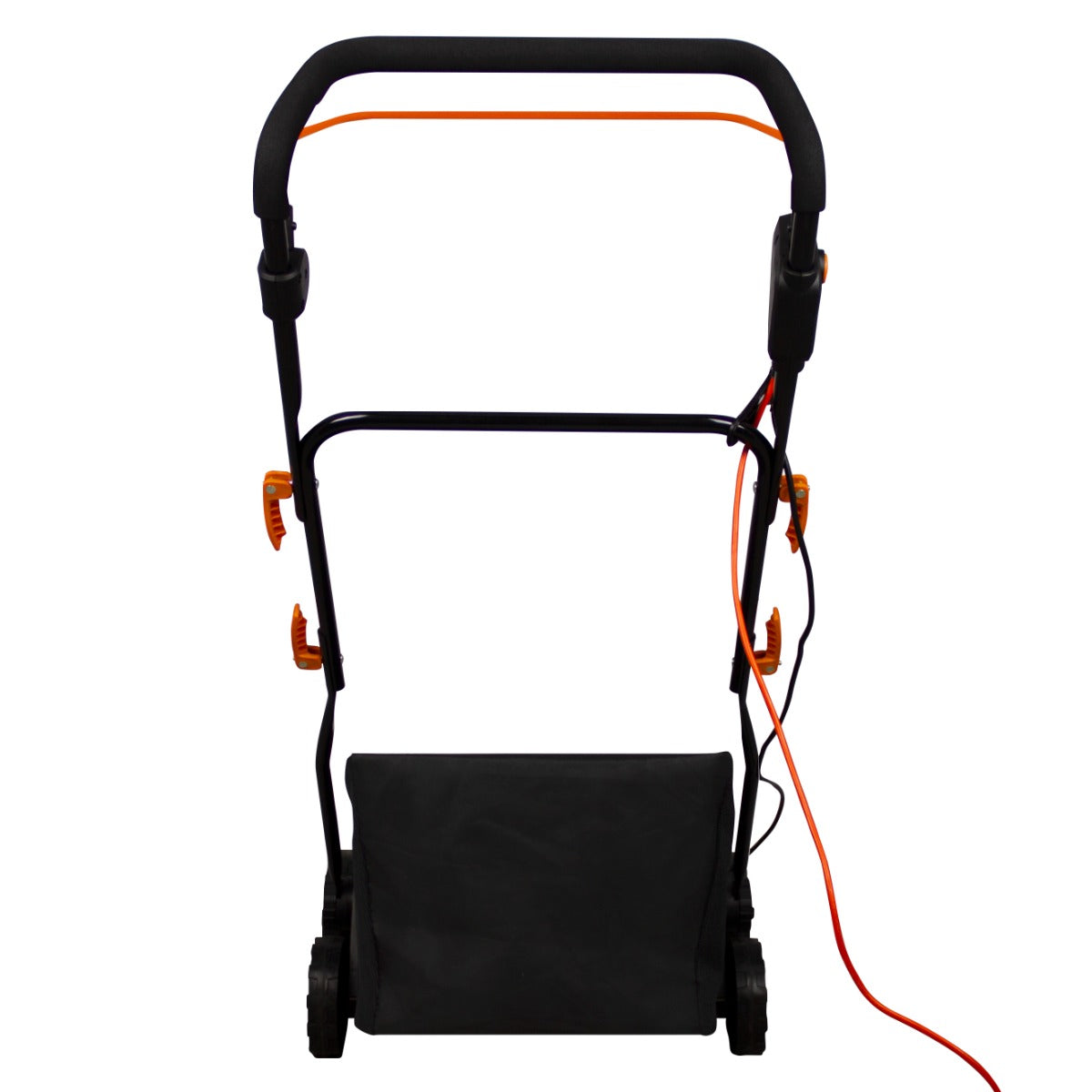 Aspiratore per erba artificiale T-Mech con manico ergonomico, struttura nera e dettagli arancioni, design compatto e funzionale