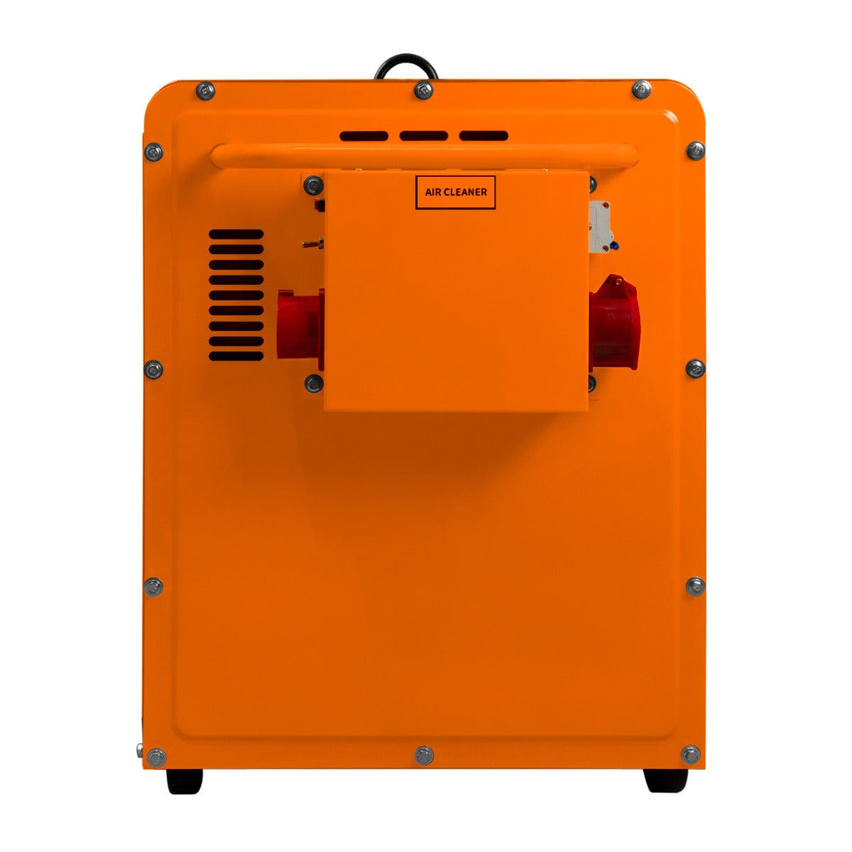 Generatore diesel portatile silenzioso trifase 400V, con scocca arancione, griglie di ventilazione e dettagli rossi, design compatto e robusto