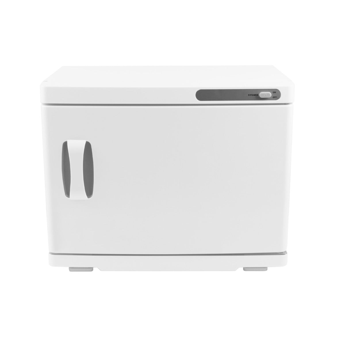 Scaldasalviette bianco, design moderno e linee pulite, con maniglia grigia e superficie liscia, ideale per il bagno elegante