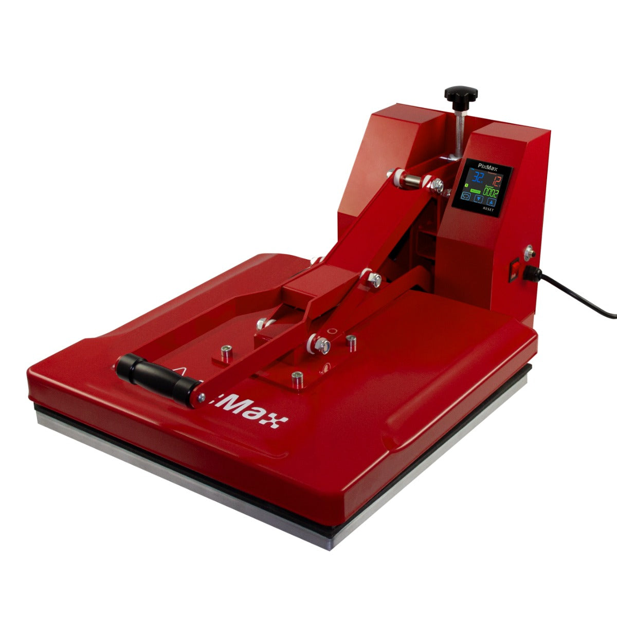 Pressa a caldo rossa 50cm x 50cm per sublimazione, con display digitale e manico ergonomico, ideale per magliette e tessuti