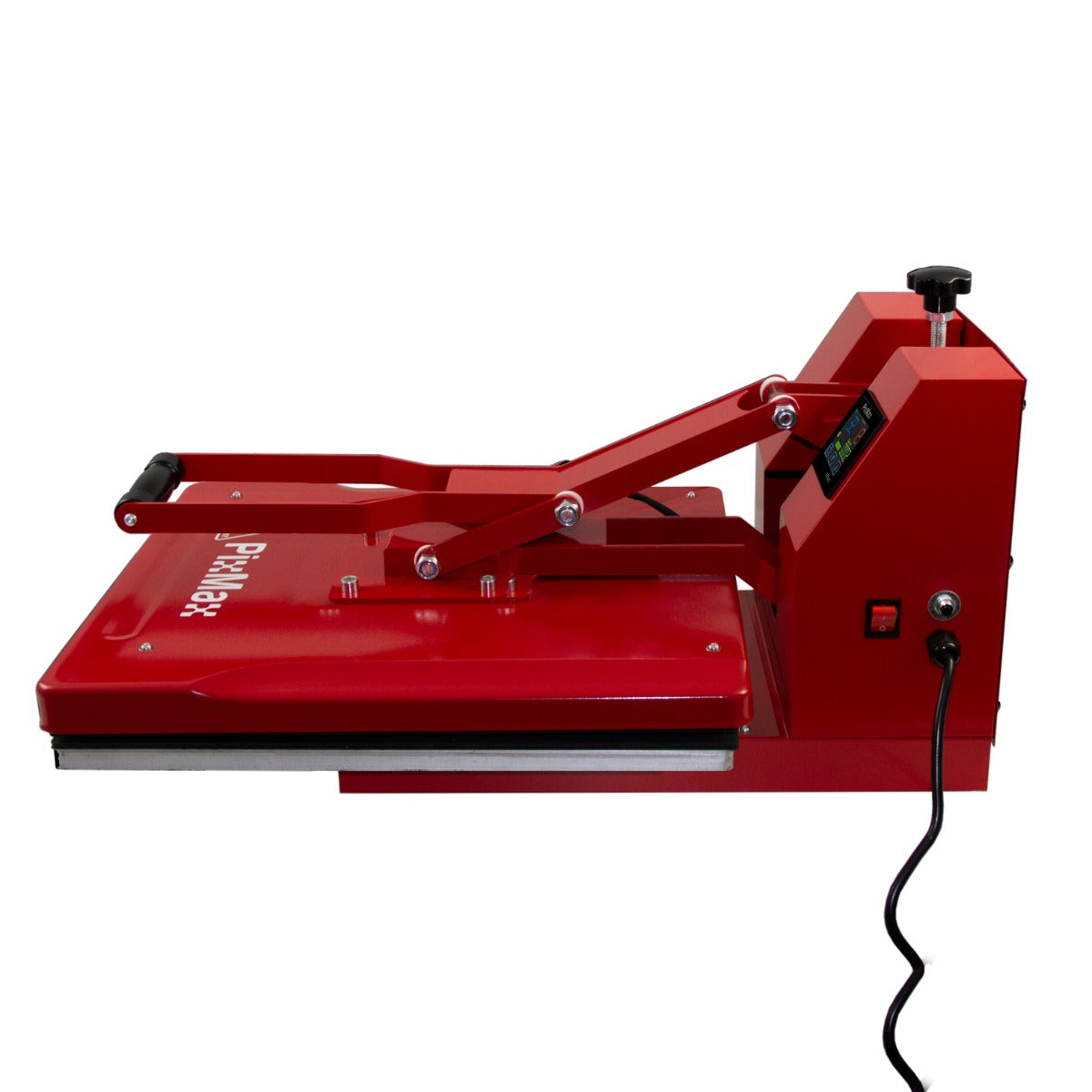 Pressa a caldo rossa 50cm x 50cm per sublimazione, con manico ergonomico e display digitale, ideale per magliette e tessuti