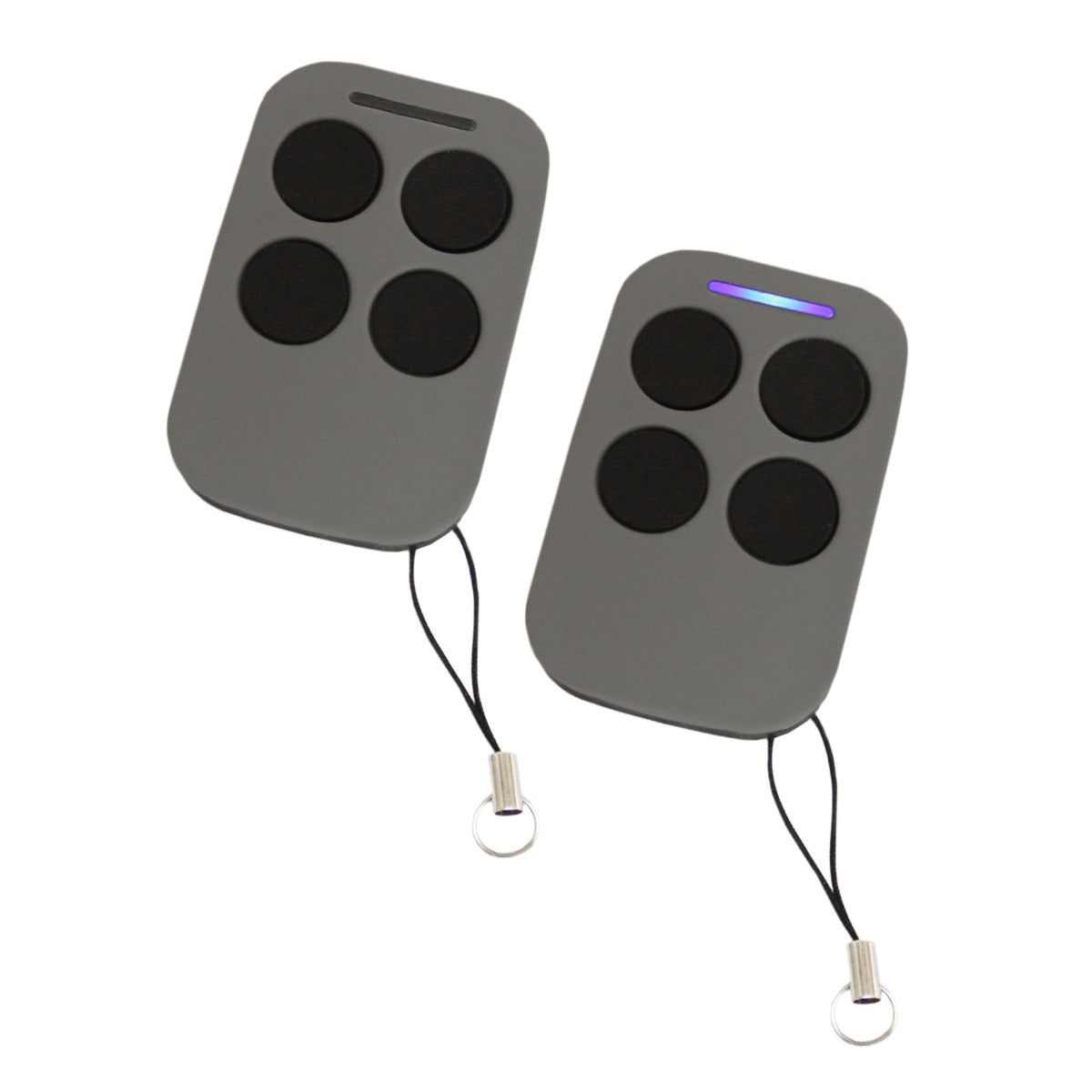 Apriporta a battente T-Mech con tastierino wireless grigio, quattro pulsanti neri, design compatto e pratico, con cordino di sicurezza