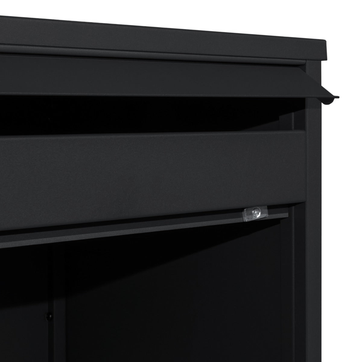 Cassetta postale XL antifurto per pacchi, colore nero opaco, con apertura superiore e design robusto per una maggiore sicurezza