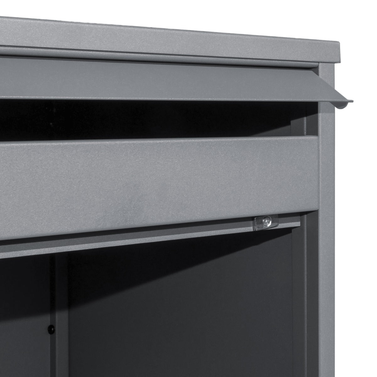 Cassetta postale XL antifurto per pacchi in grigio, realizzata in metallo resistente, con finitura liscia e design moderno, ideale per esterni