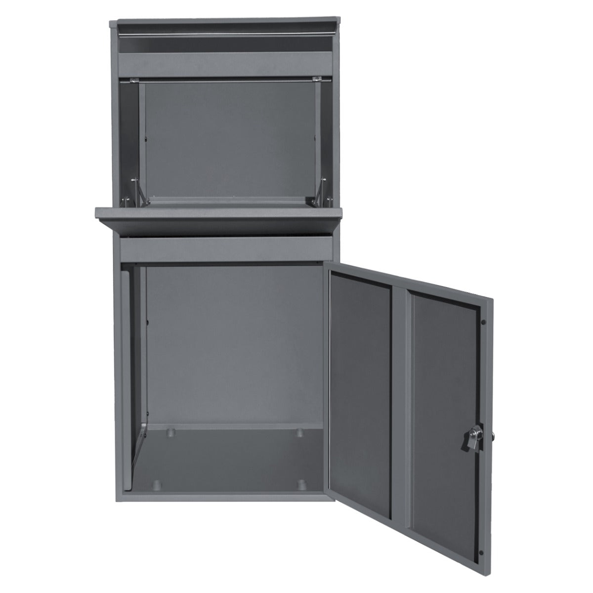 Cassetta postale XL antifurto per pacchi in grigio, realizzata in metallo resistente, con design moderno e serratura sicura