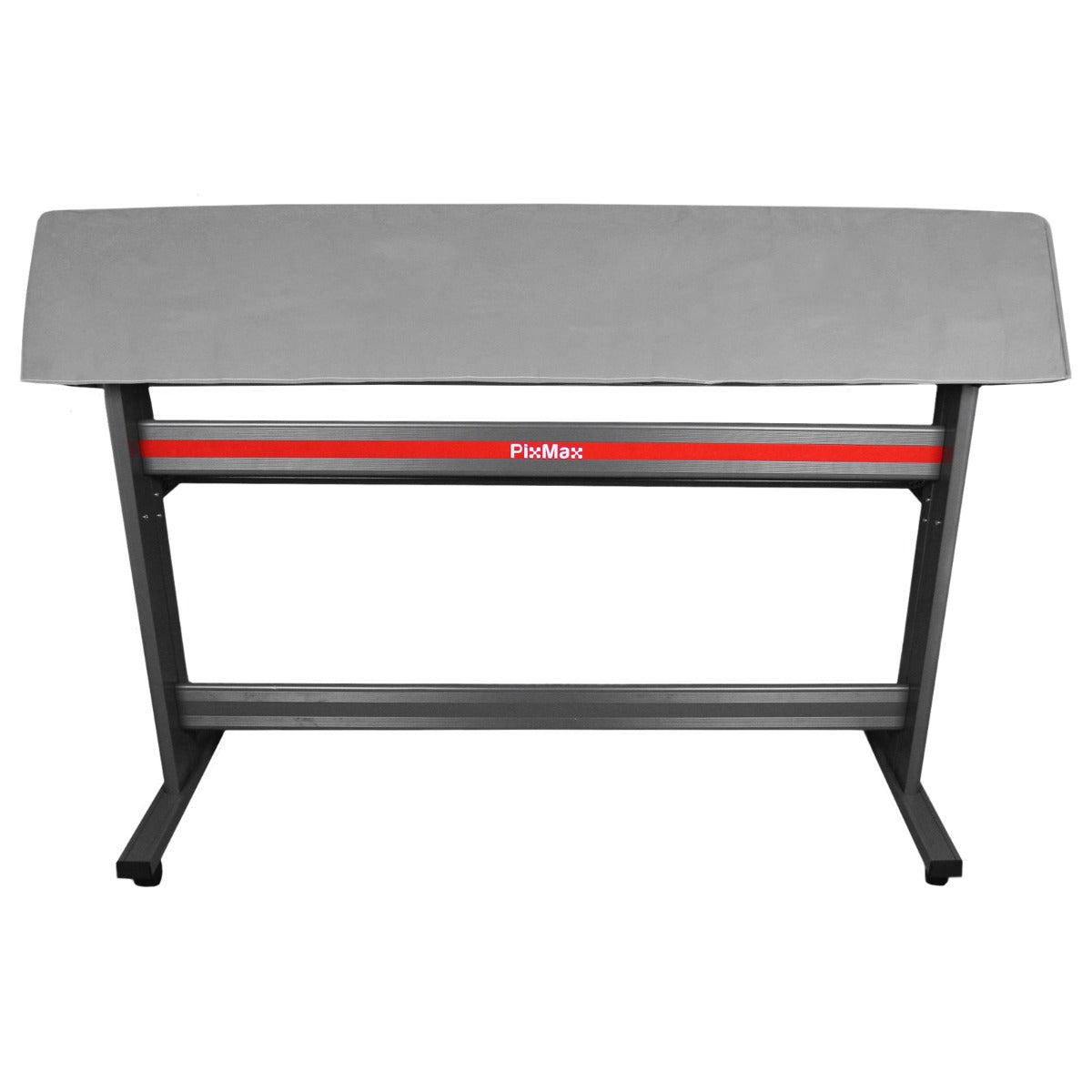 Tavolo da stampa a caldo rosso con superficie grigia, dimensioni 38x38 cm, struttura robusta in metallo e design moderno