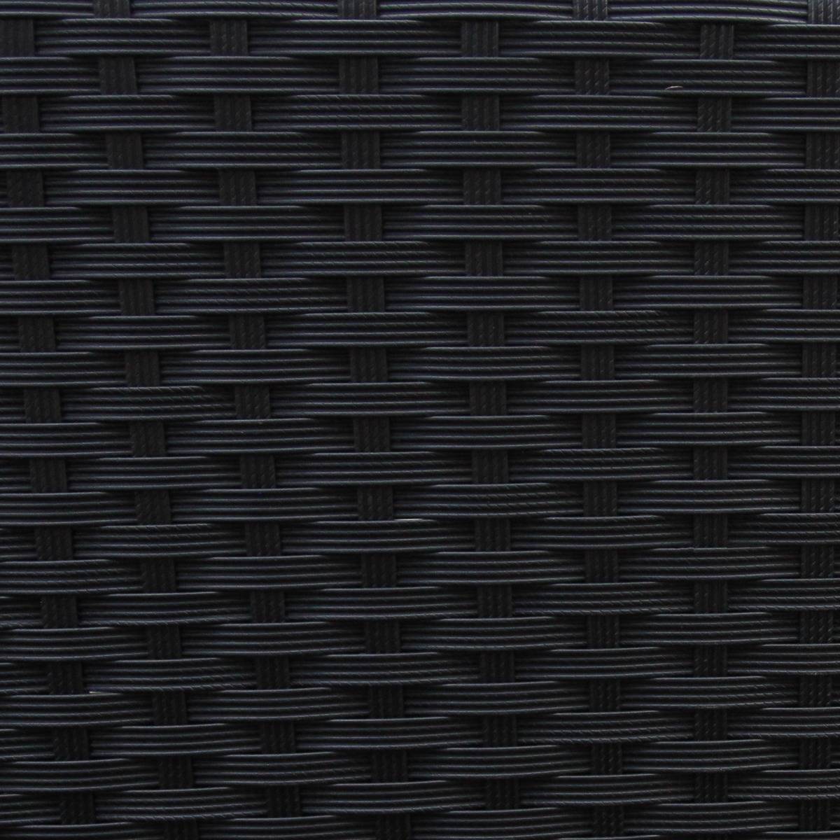 Set ad angolo in rattan nero con trama intrecciata, ideale per esterni, resistente e dal design elegante e moderno