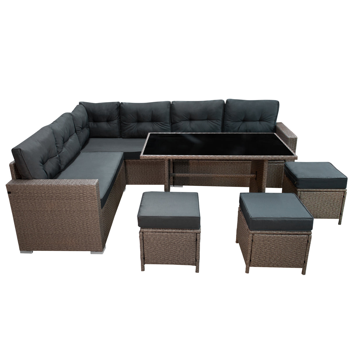 Set Salotto da Giardino in Rattan 9 Posti con Copertura Impermeabile
