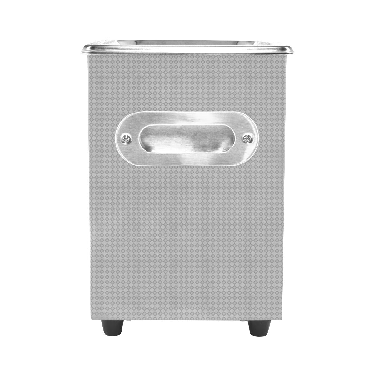 Pulitore ad ultrasuoni T-Mech in acciaio inox, con superficie grigia a trama fine e maniglia laterale per un facile trasporto