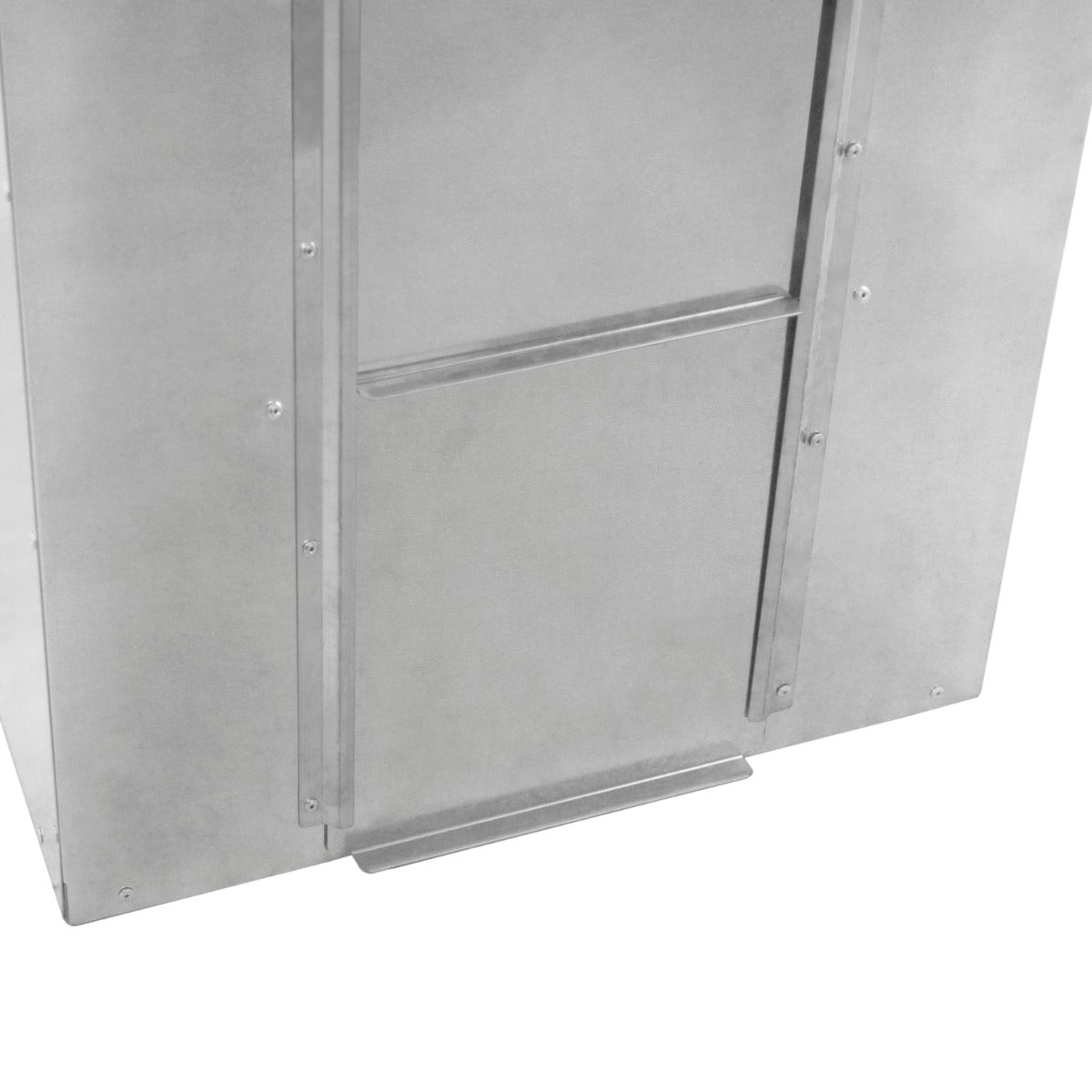 Bidone per carbone e legna in acciaio inox, finitura lucida, design robusto, capacità di 150 kg, con maniglie laterali per il trasporto