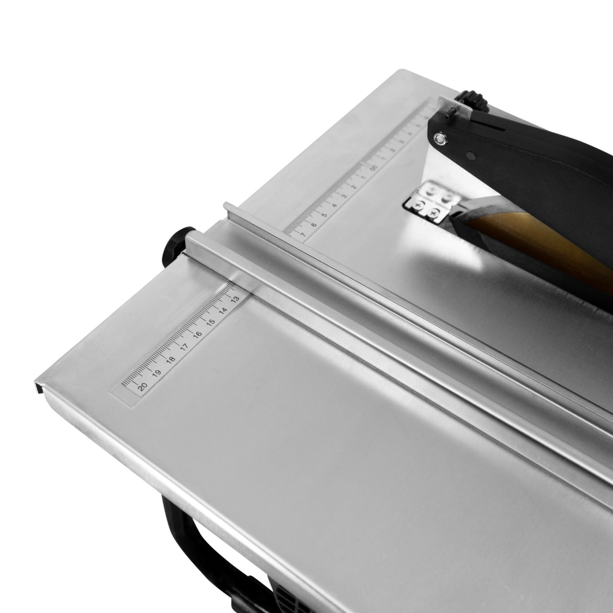 Tagliapiastrelle idraulico elettrico T-Mech con superficie in acciaio inox, lama da 180mm e guida per tagli precisi, design robusto e funzionale