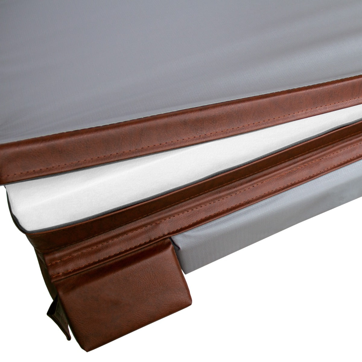 Copertura per vasca idromassaggio da 2.1m in marrone, con finitura in pelle e tessuto resistente all'acqua, design elegante e pratico