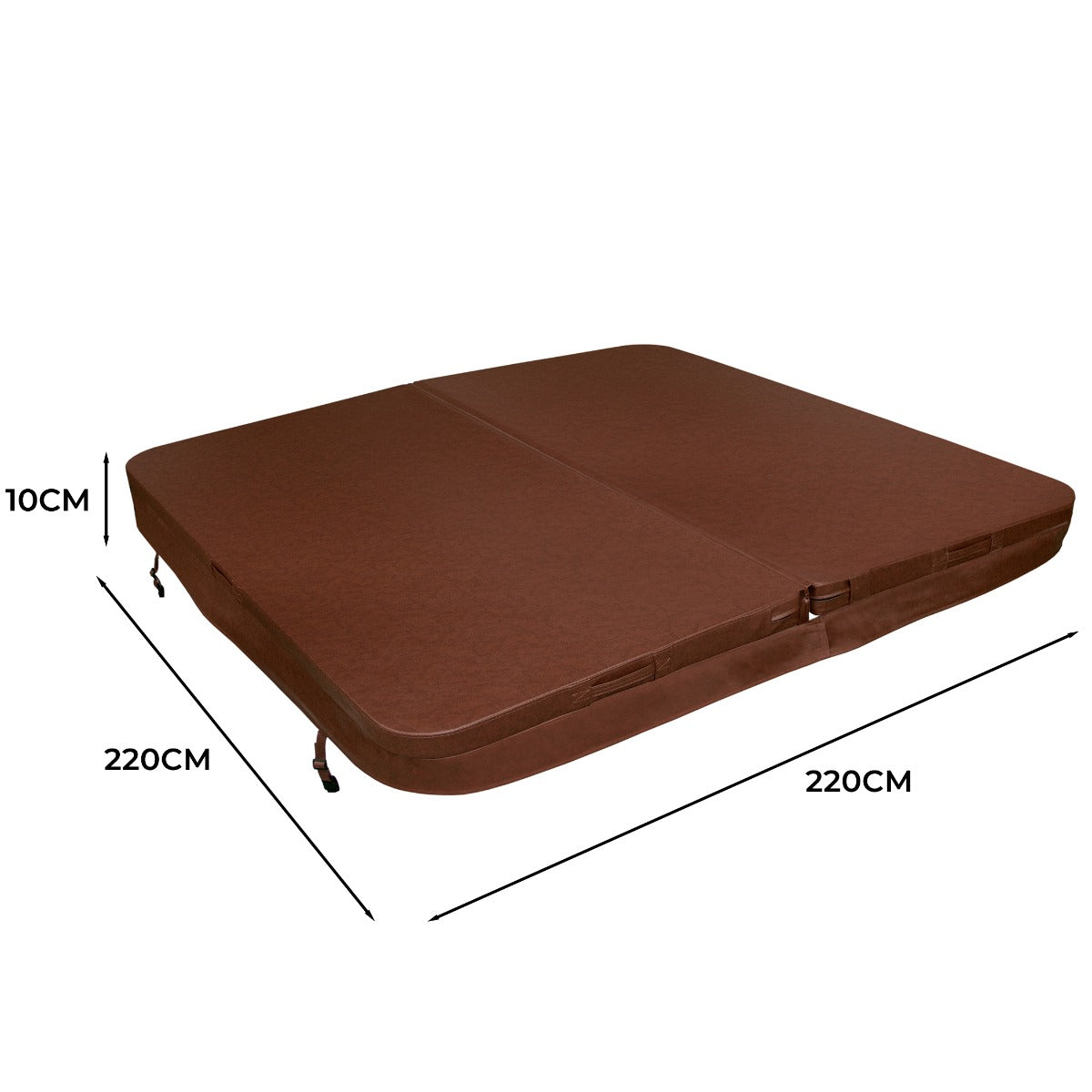 Copertura marrone per vasca idromassaggio 2.2m, con superficie liscia e spessore di 10cm, resistente e facile da installare