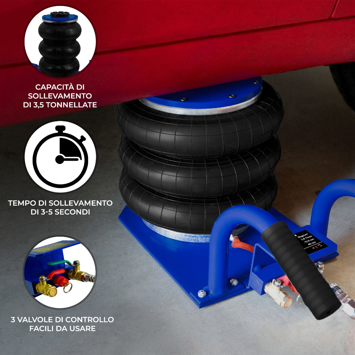 Cric con Maniglia Portatile Air Bag da 3,5T