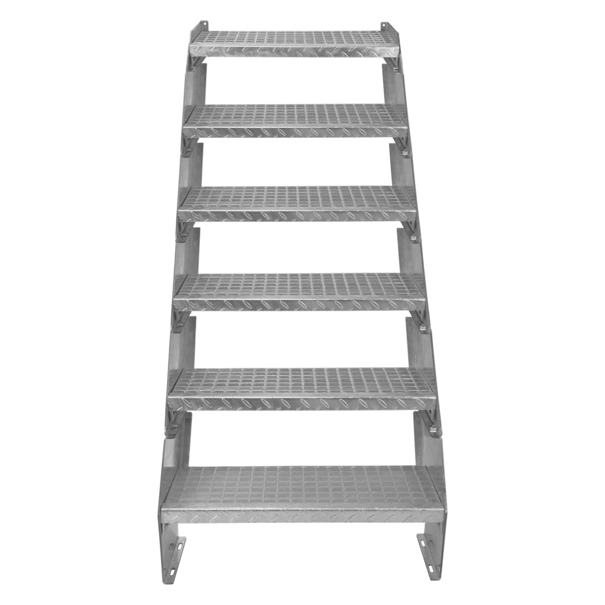 Scala zincata regolabile a 6 elementi, con gradini antiscivolo, struttura robusta e larghezza di 600 mm, ideale per uso industriale