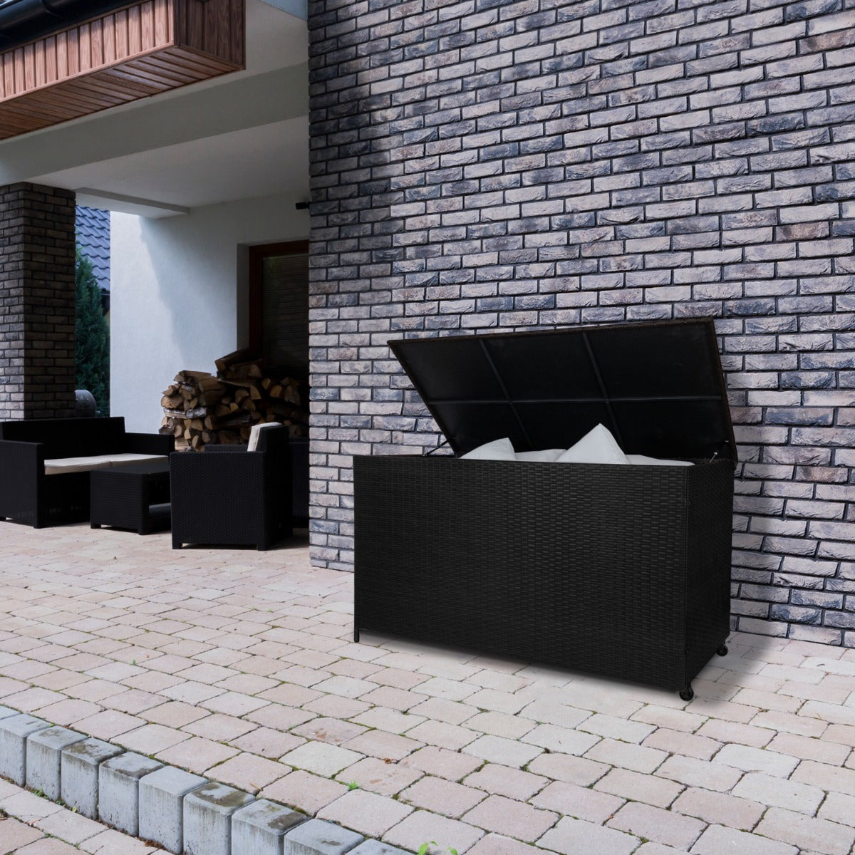 Contenitore per cuscini in rattan – Nero