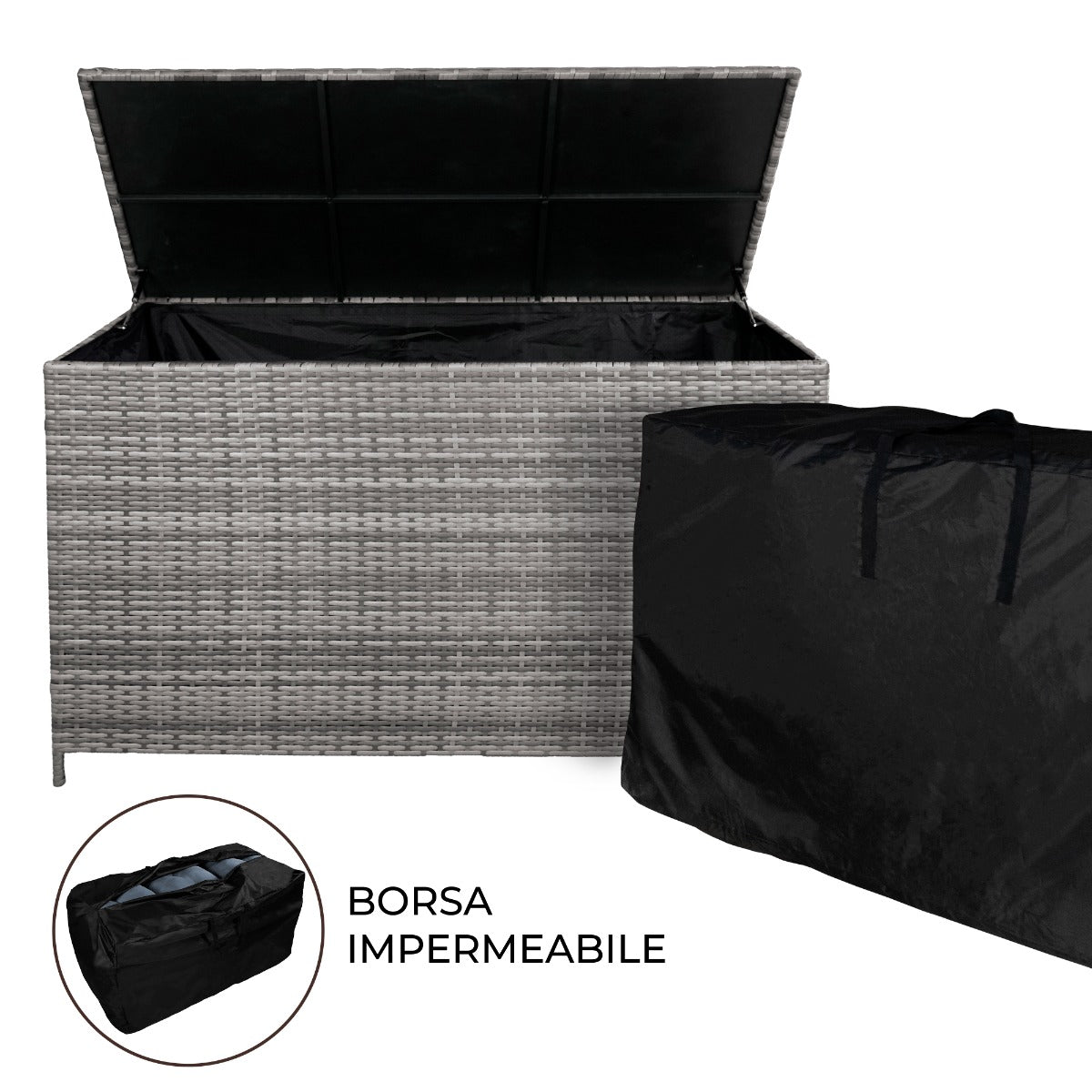 Contenitore per cuscini in rattan – Grigio