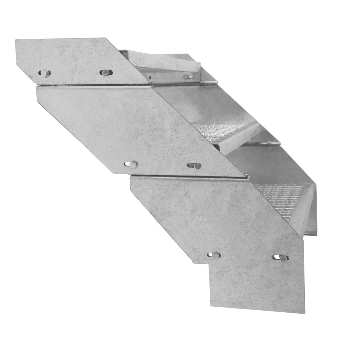 Scala zincata regolabile a 10 elementi, larghezza 600 mm, con gradini antiscivolo e finitura metallica lucida, robusta e versatile