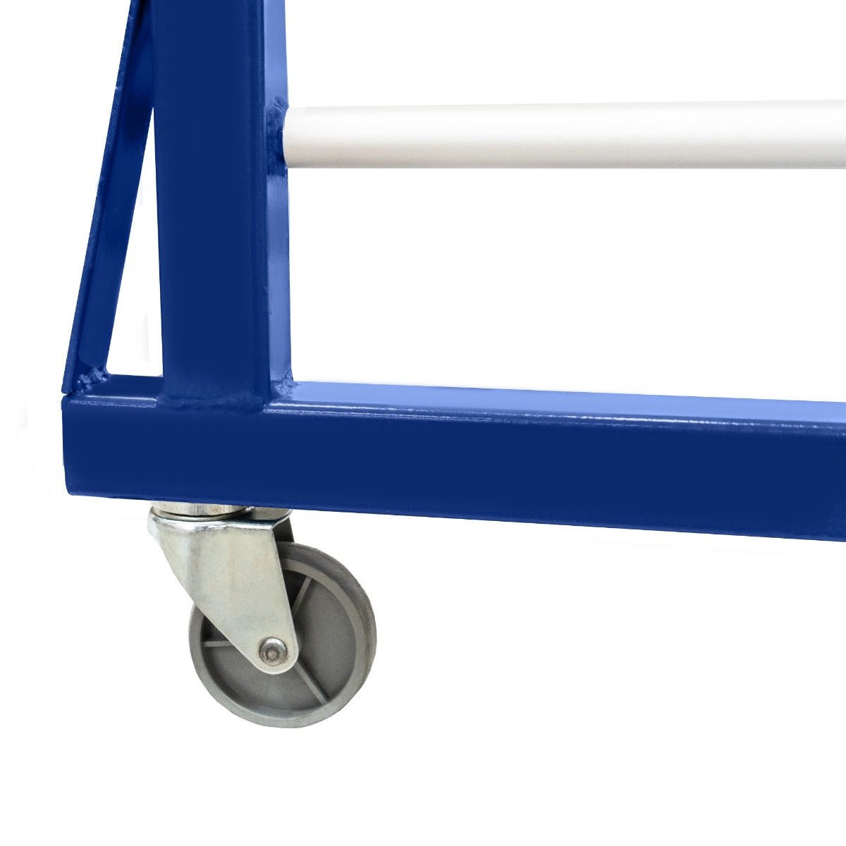Carrello per asciugatura vernici a spruzzo, struttura blu robusta, ruote grigie per facile mobilità, design funzionale e pratico