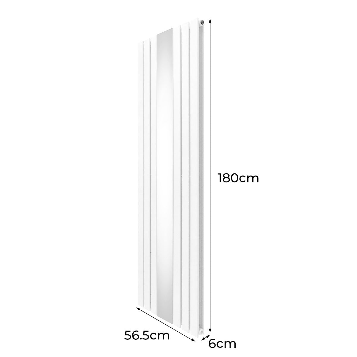 Radiatore a specchio piatto bianco, 1800mm x 565mm, con finitura liscia e linee eleganti, ideale per ambienti moderni