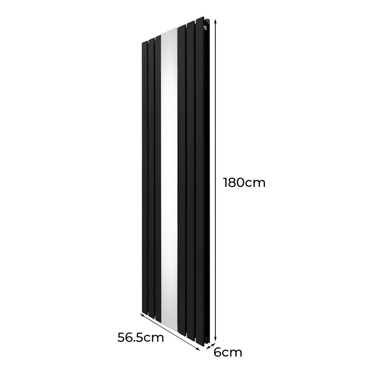 Specchio verticale rettangolare di 180 cm, cornice nera, superficie riflettente, design moderno e lineare, adatto per interni eleganti