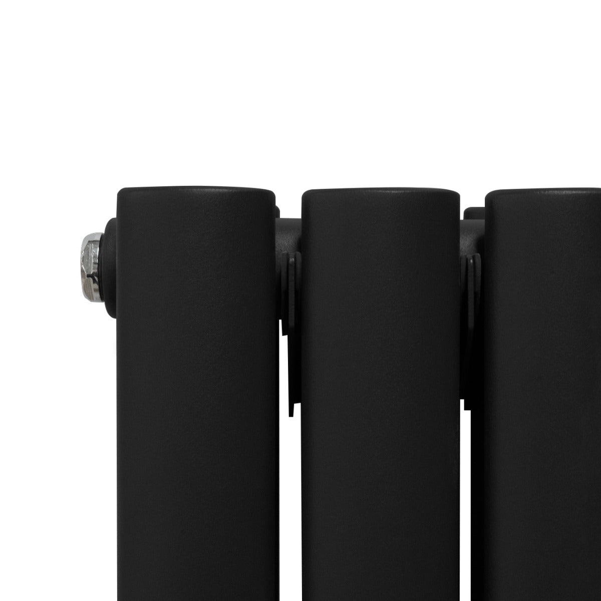 Radiatore a pannelli ovali in nero, 1800 mm x 500 mm, con finitura liscia e lucida, ideale per ambienti moderni e eleganti